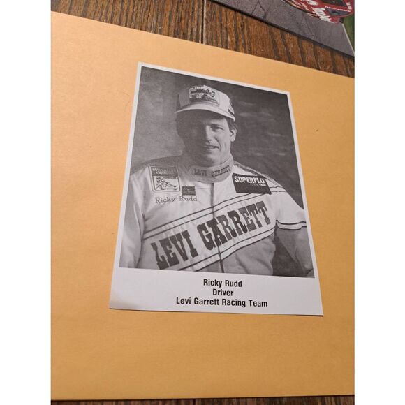 Vintage Ricky Rudd Levi Garrett NASCAR 7x5 Promo Photo B&W Paper Picture - Picture 1 of 4